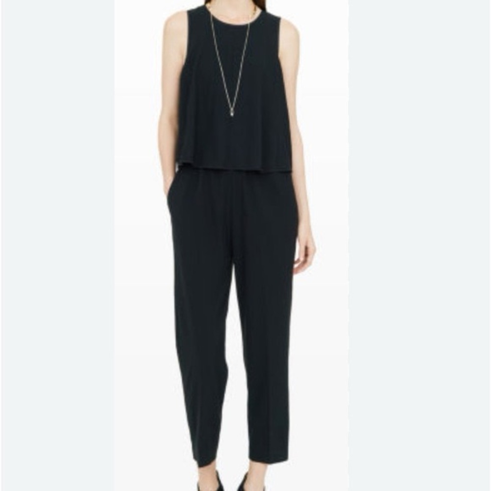 Club Monaco Crepe Open Back Black Jumpsuit